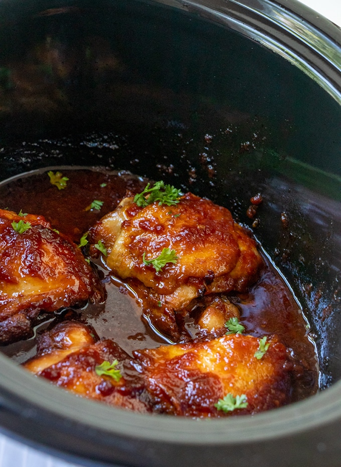 honey-chipotle chicken in a slow cooker