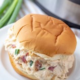 Instant Pot Crack Chicken sandwich on a white plate