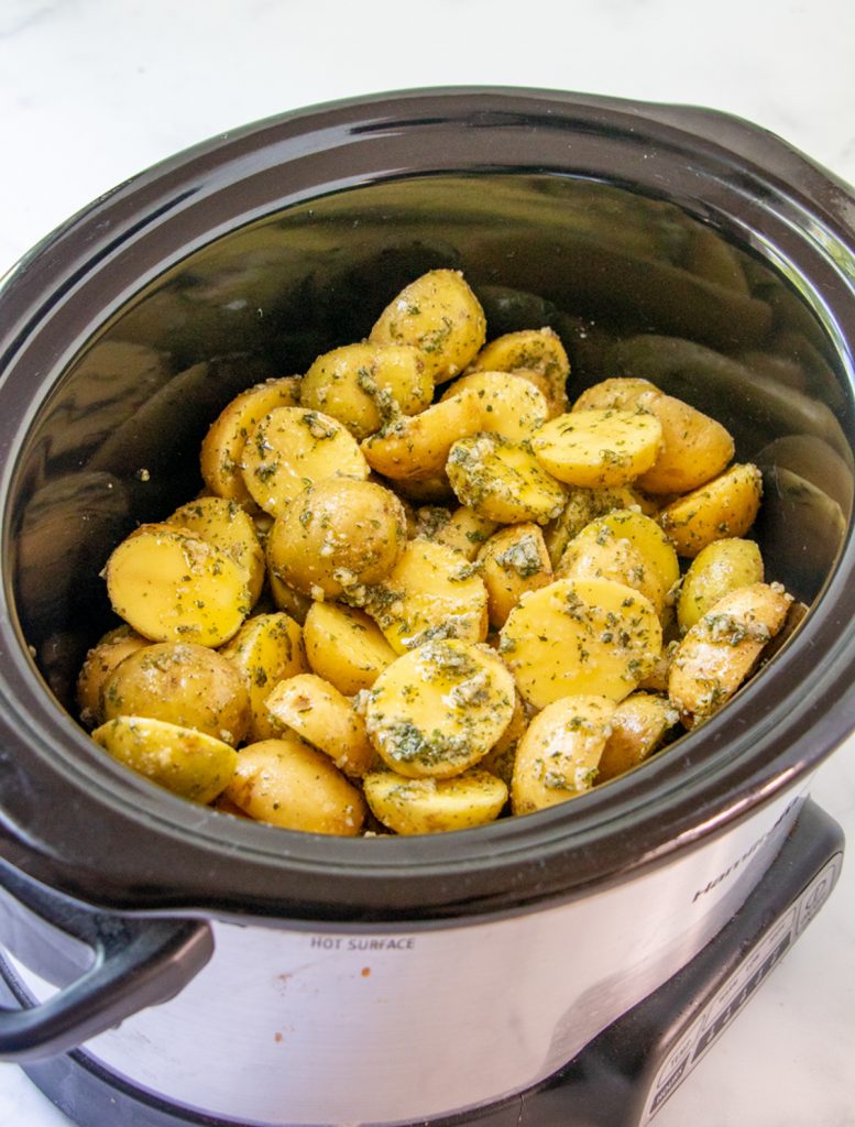 potatoes with ranch seasoning in a crock pot