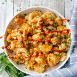 Air Fryer Bang Bang Shrimp in a white bowl