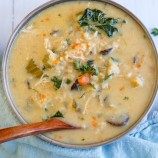 Instant Pot Chicken and Wild Rice Soup in a bowl