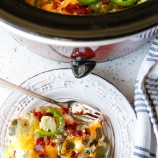 Slow Cooker Jalapeno Popper Chicken on a serving plate