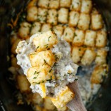 serving cowboy casserole from crockpot
